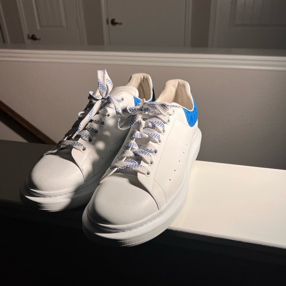 Alexander McQueen White and Blue Sneakers